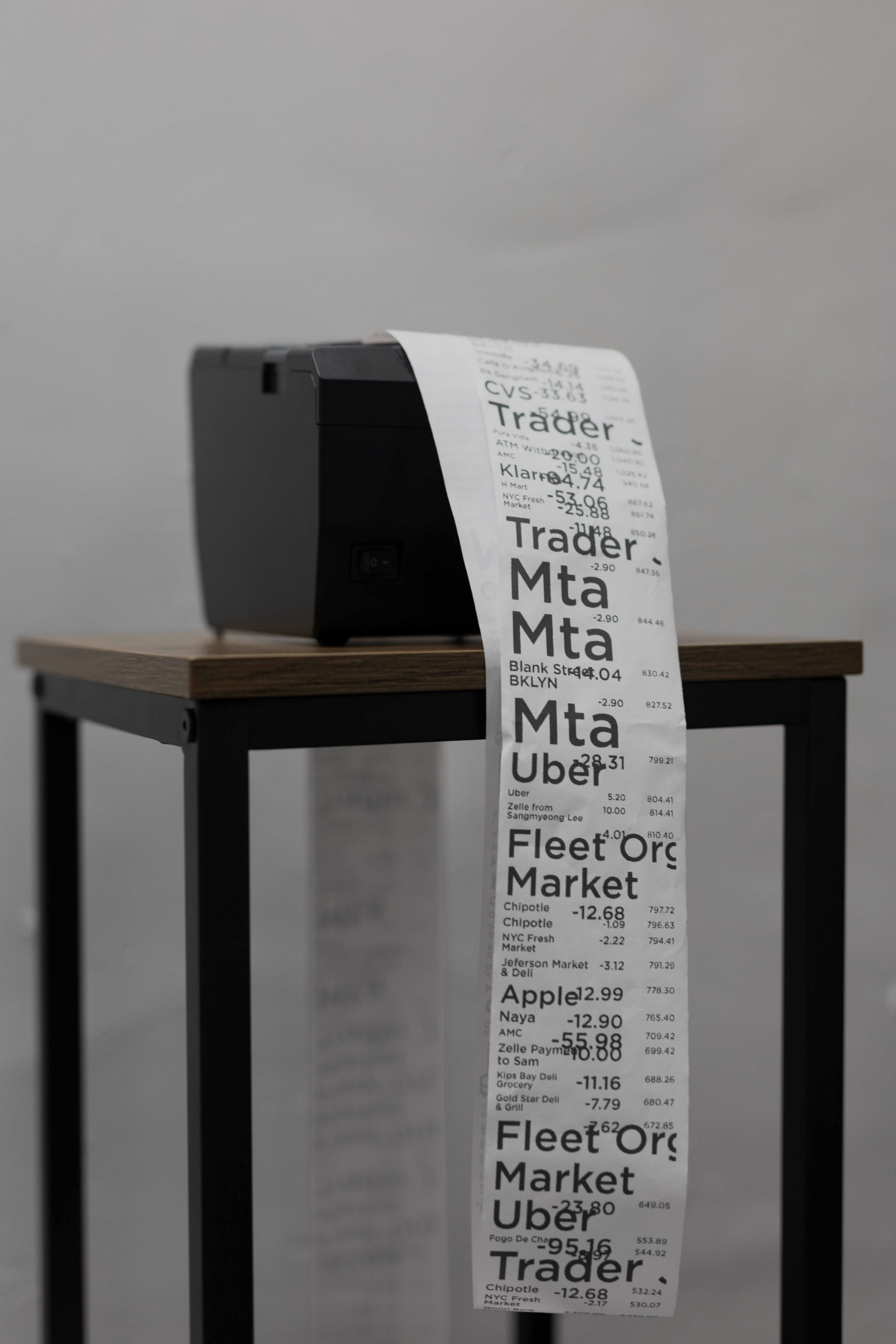 Receipt printer installation side view